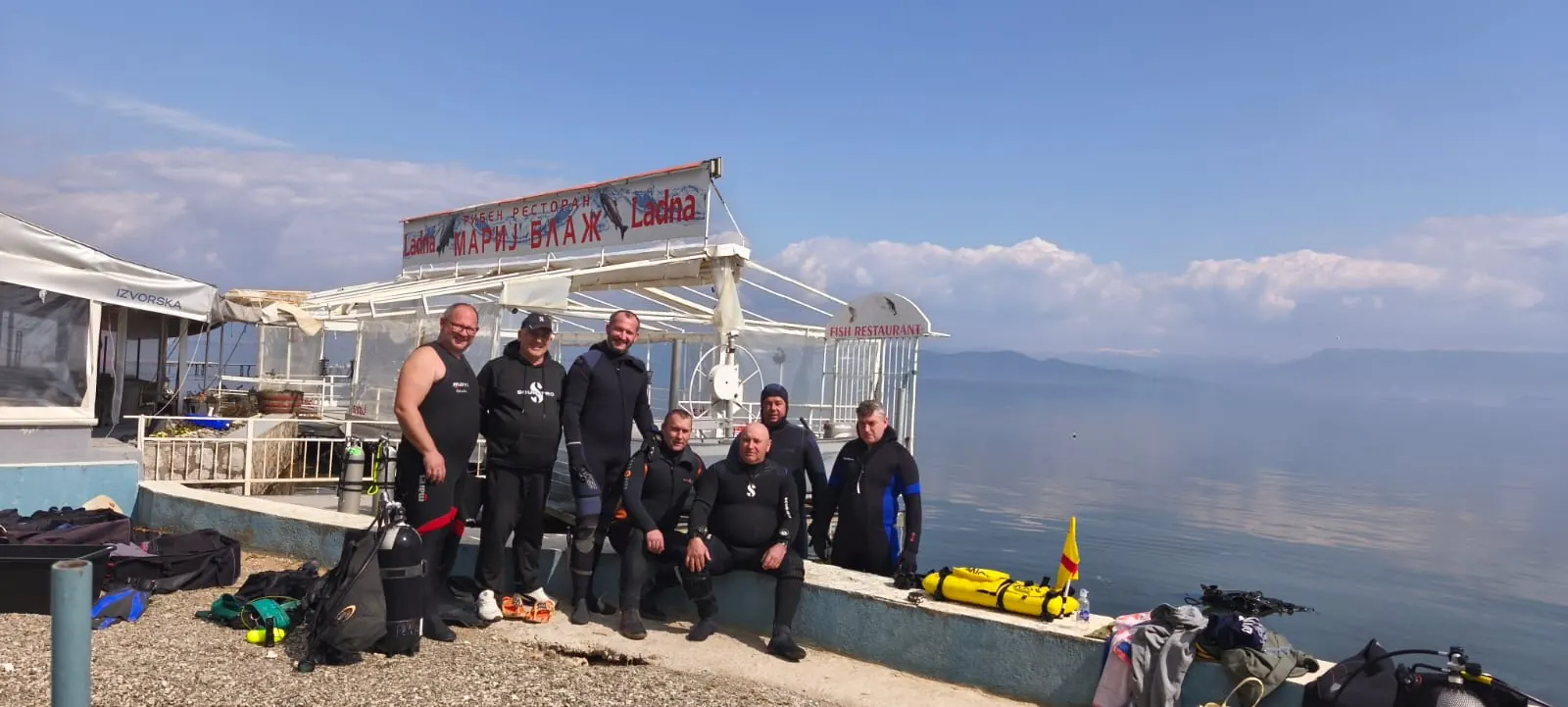 Participants of the first cleanup action ready to dive at Kaj Divono beach